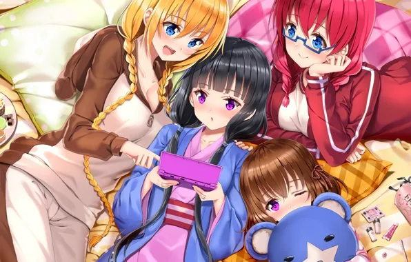 Девочки, аниме, подружки, Blend S