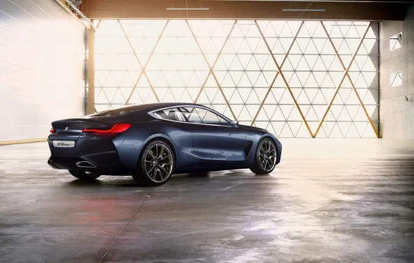 Картинка свет, купе, BMW, сзади, сбоку, помещение, 2017, 8-Series Concept