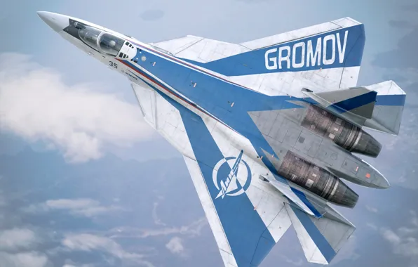 Картинка небо, высота, самолёт, Su-57LL Gromov Flight Research Institute