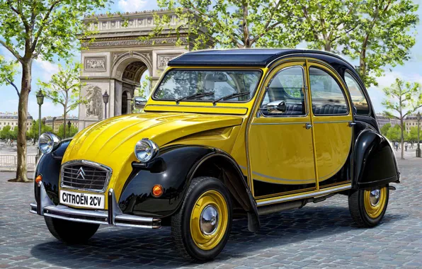 Картинка один, две, скорость, арт, Ситроен, Citroen, макс, автомобиль, автомобилей, механическая, Франции, модель., лошадки, самых, 1948г., …