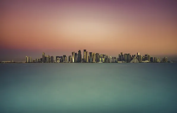 Закат, город, Doha