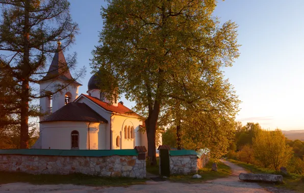 Осень, закат, село, церковь, Тульская область, Илья Гарбузов, Бёхово