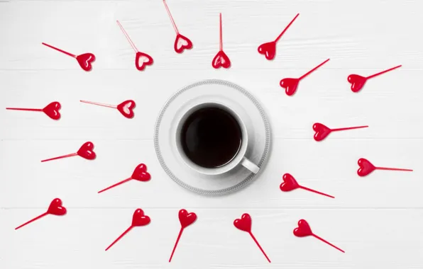 Love, кофе, сердечки, Heart