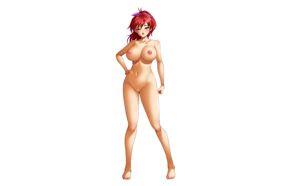 Girl, sexy, erect nipples, red hair, legs, nipples, boobs, anime