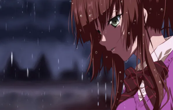 Аниме, Strike the Blood, Kirasaka Sayaka, дождь.