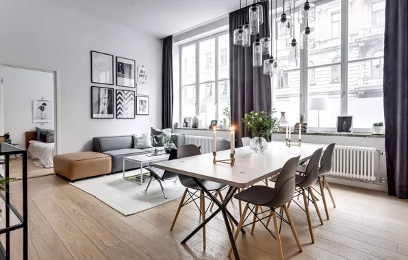 Интерьер, гостиная, столовая, скандинавский стиль, Apartment in Stockholm, by Alexander White