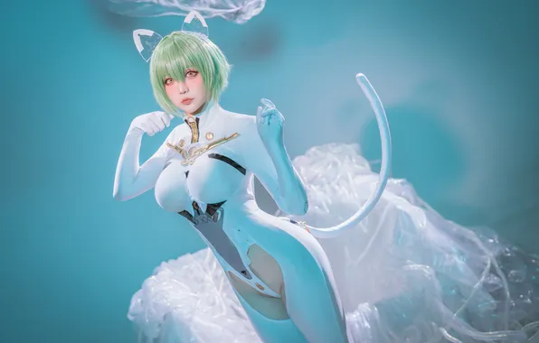 Картинка model, women, cosplay, green hair, video game girls, Hoshilily, Asian, Admiral Nakhimov