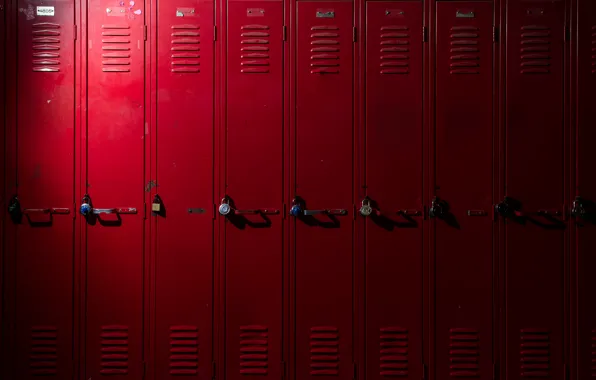 Metal, red, locks, lockers