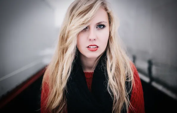 Шарф, Модель, губы, кофта, красная, Natalia