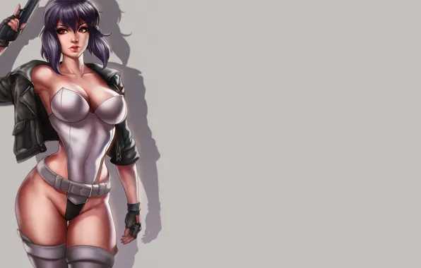 Girl, hot, sexy, ghost in the shell, boobs, anime, pretty, purple