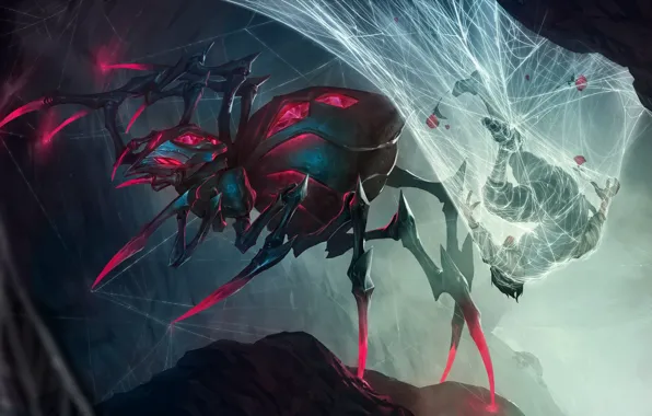 Паутина, паук, парень, Elise, Legends of Runeterra