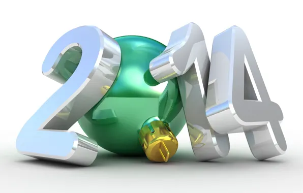 Праздник, новый год, шарик, цифры, 2014