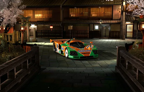 Деревья, дом, cars, Gran Turismo 5, racing, sports, mazda 787b