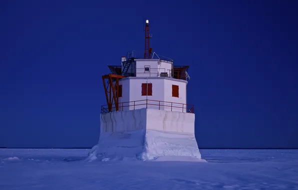 Картинка зима, небо, снег, Мичиган, США, Gros Cap Reef, Westons Iroquois Beach