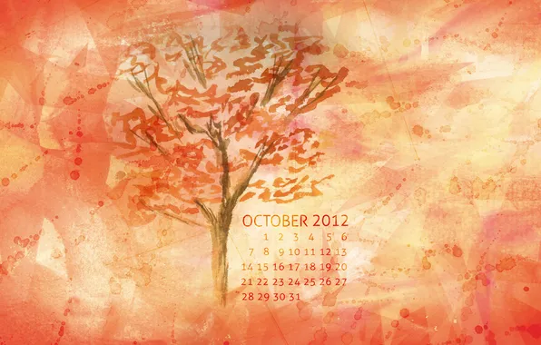 Осень, оранжевый, желтый, красный, дерево, месяц, октябрь, 2012