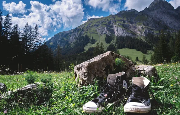 Горы, камень, кеды, alpine chucks
