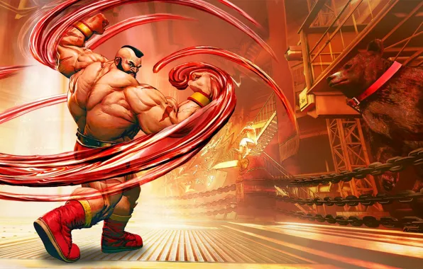 Cinema, game, fighter, Russia, bear, anime, man, cartoon