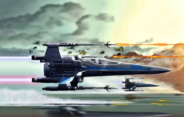 Картинка Star Wars, X-wing, T-65, лучший истребитель Флота Повстанцев, Повстанческий Альянс, космический истребитель