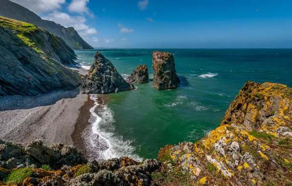 Море, скалы, Уэльс