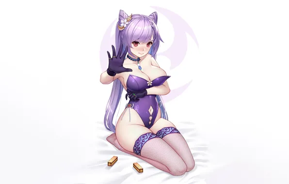 Girl, sexy, cleavage, thighhighs, long hair, legs, boobs, anime