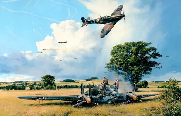 Истребитель, Великобритания, бомбардировщик, Spitfire, Robert Taylor, Люфтваффе, Mk I, He-111