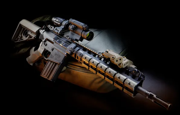 Картинка Gun, military, Assault Rifle, Scope, laser system