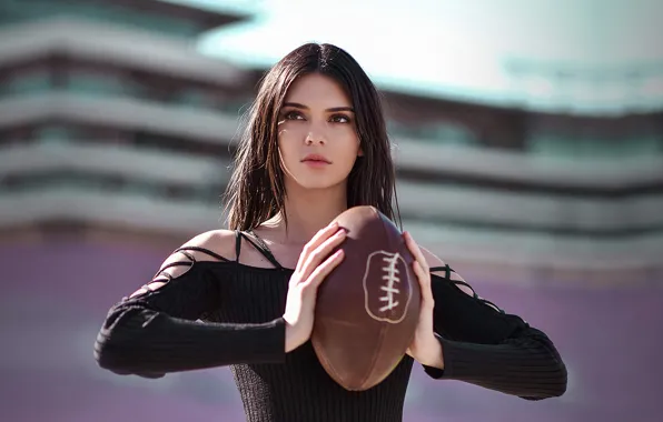 Спорт, модель, мяч, брюнетка, милашка, в черном, боке, Kendall Jenner