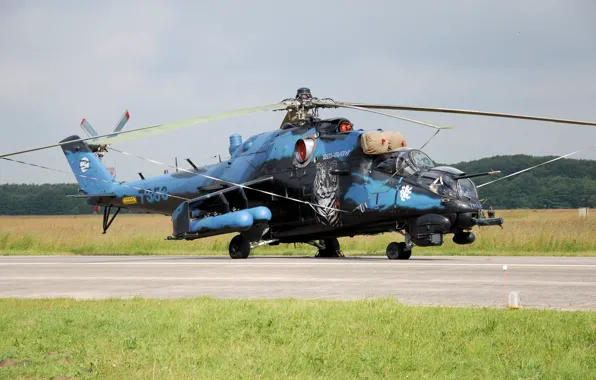 Вертолёт, аэродром, боевой, Ми-24В