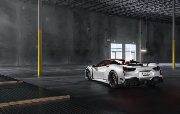 Картинка Ferrari, White, Supercar, Wide, Rear, 488, Rearl