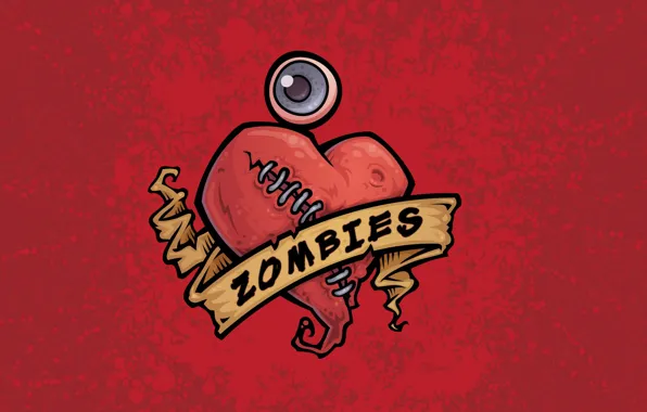 Глаз, сердце, рисунок, зомби, zombie