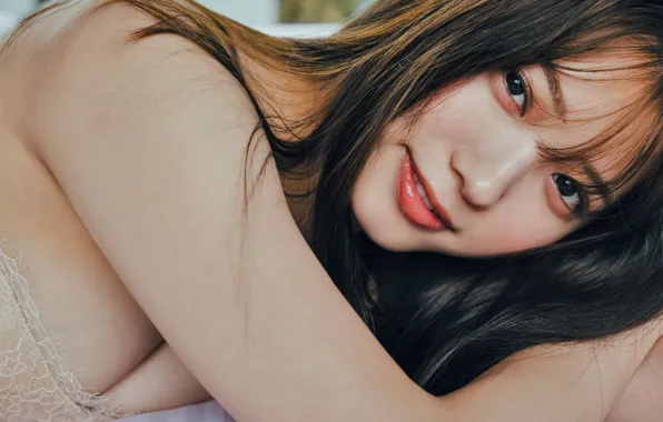 Happy, cleavage, Asian, dress, woman, young, smile, model