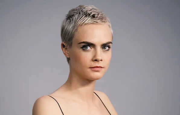 Взгляд, фон, портрет, блондинка, красотка, Cara Delevingne, Кара Делевинь