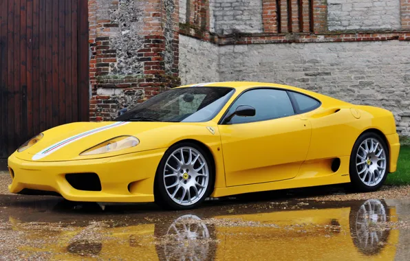 Желтый, здание, феррари, 360, Ferrari 360, Challenge Stradale