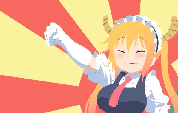 Девушка, лучи, улыбка, Kobayashi San Chi no Maid Dragon, Дракон-горничная Кобаяши
