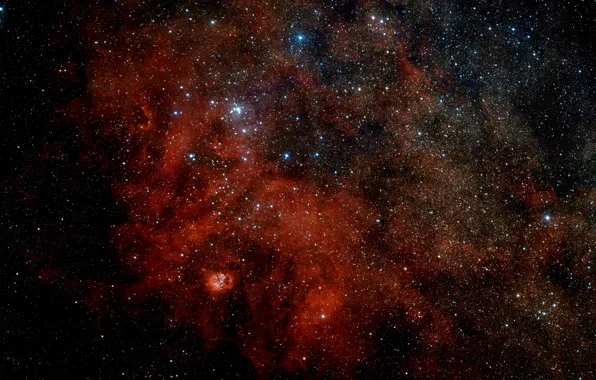 Stars, Nebula, VLT Survey Telescope, H II Region, Sharpless 2-54, Constellation of Serpens Cauda