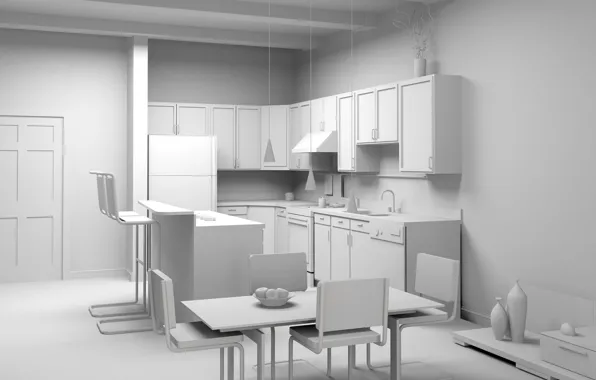 Дизайн, стиль, комната, мебель, интерьер, кухня, светлый фон, проект