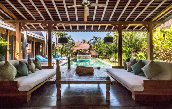 Вилла, интерьер, бассейн, Бали, курорт, терраса, зона отдыха, villa Mannao Estate in Bali