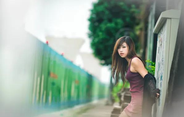 Картинка девушка, улица, азиатка