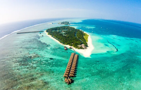 Острова, океан, атолл, Мальдивы, курорт, Maldives, Meeru Island