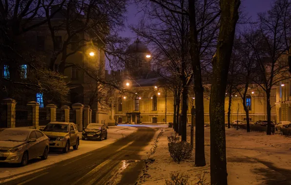 Картинка ночь, город, улица, вид, Питер, Санкт-Петербург, Россия, архитектура