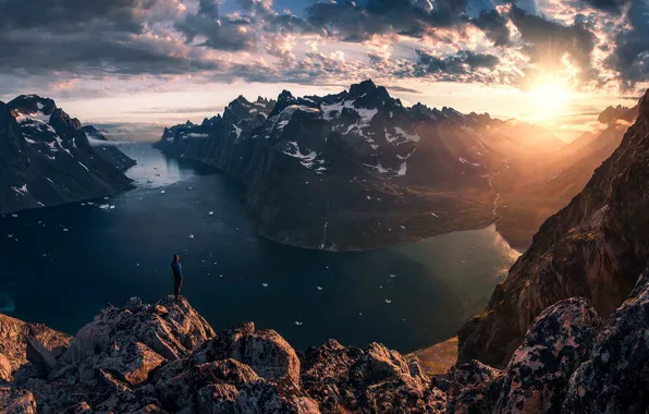Картинка солнце, вид, красота, Гренландия