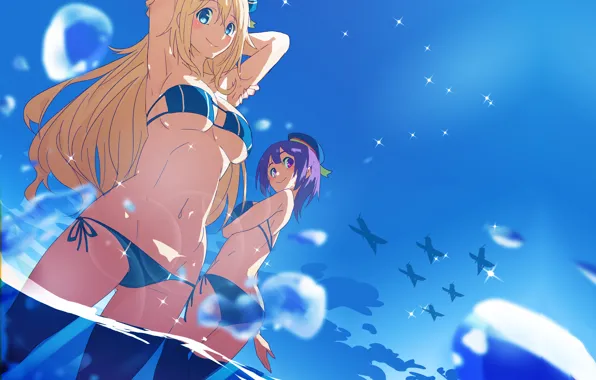 Girl, sexy, ass, cleavage, beach, long hair, boobs, anime