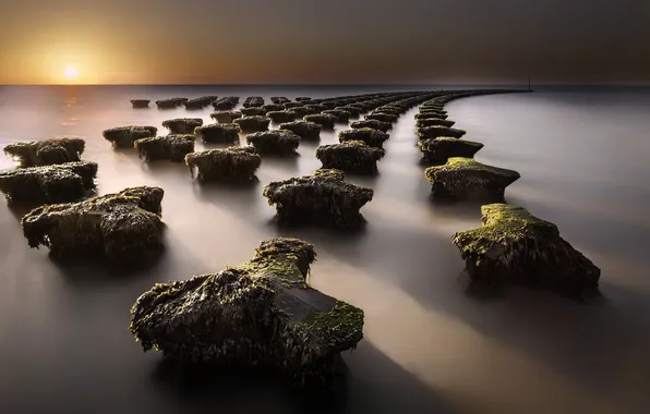 Beach, sea, stacked, erosion, defences, grads, Felixstowe