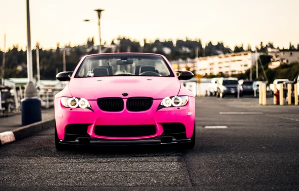 Картинка Pink, BMW, Розовая, Тюнинг, БМВ, Фары, E92, Ангельские глазки