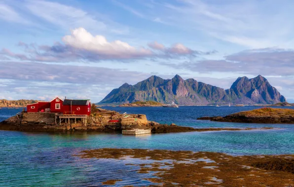 Картинка море, горы, Норвегия, Lofoten