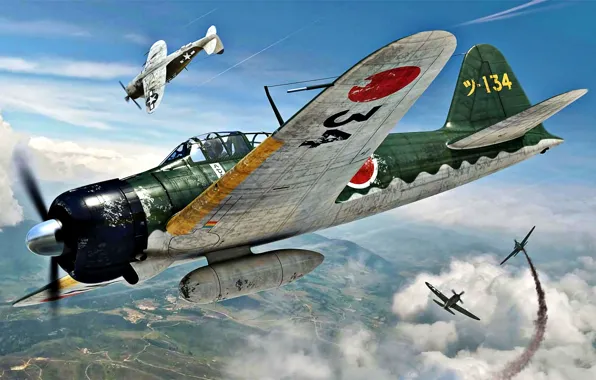 Картинка Япония, A6M2, Reisen, Подвесной топливный бак, Радиальный двигатель Nakajima Sakae 12