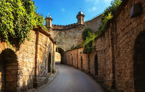 Солнце, стена, Германия, крепость, Fortress Hohenasperg