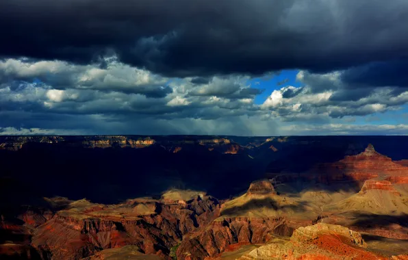 Картинка облака, тени, Grand Canyon