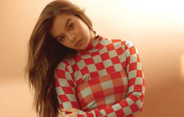 Взгляд, фон, портрет, актриса, певица, шатенка, красотка, Hailee Steinfeld