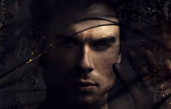 Пепел, арт, актер, ткань, The Vampire Diaries, Дневники вампира, Ian Somerhalder, Йен Сомерхолдер